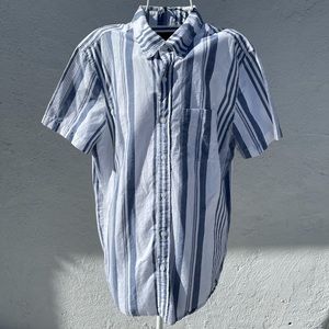 American Eagle Striped Button Short Sleeve